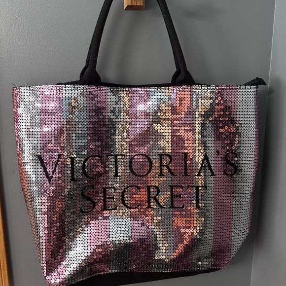 Victoria's Secret Handbags - Victoria's Secret Sequin Tote - Pink and Silver